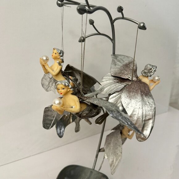 Silver Butterfly Fairies Pearl Set (5) Christmas Ornament Resin Holiday RARE - Picture 4 of 16